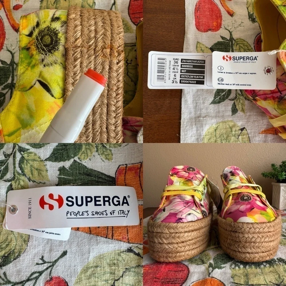 Superga NWT floral platform espadrille shoes size 36